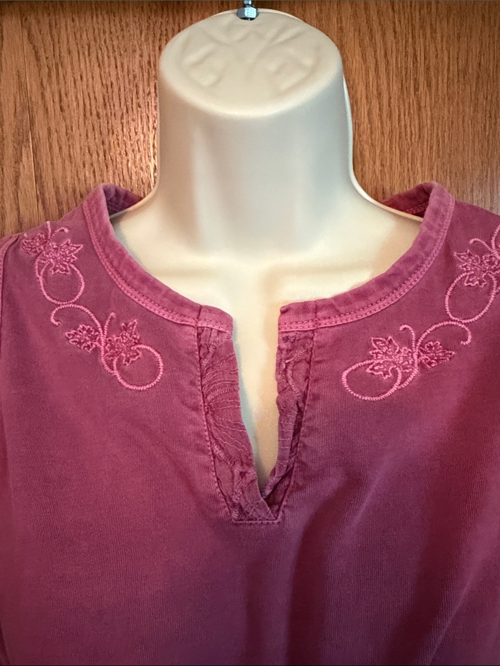 Embroidered Keyhole Tank Top in Raspberry Pink - Picture 5 of 5